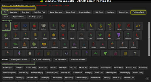 Grow A Garden Calculator screenshot